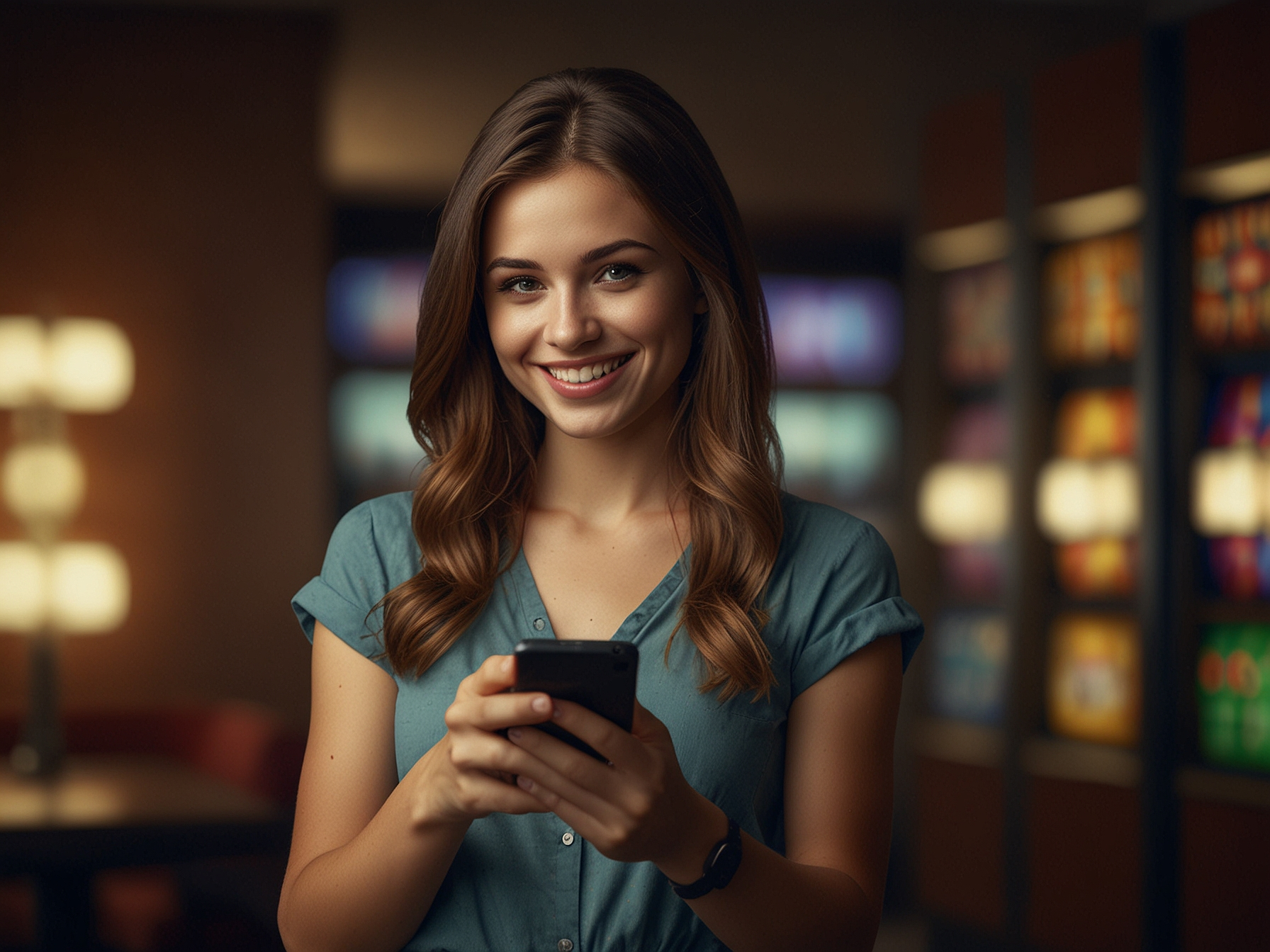 Personne heureuse réclamant un bonus sur mobile