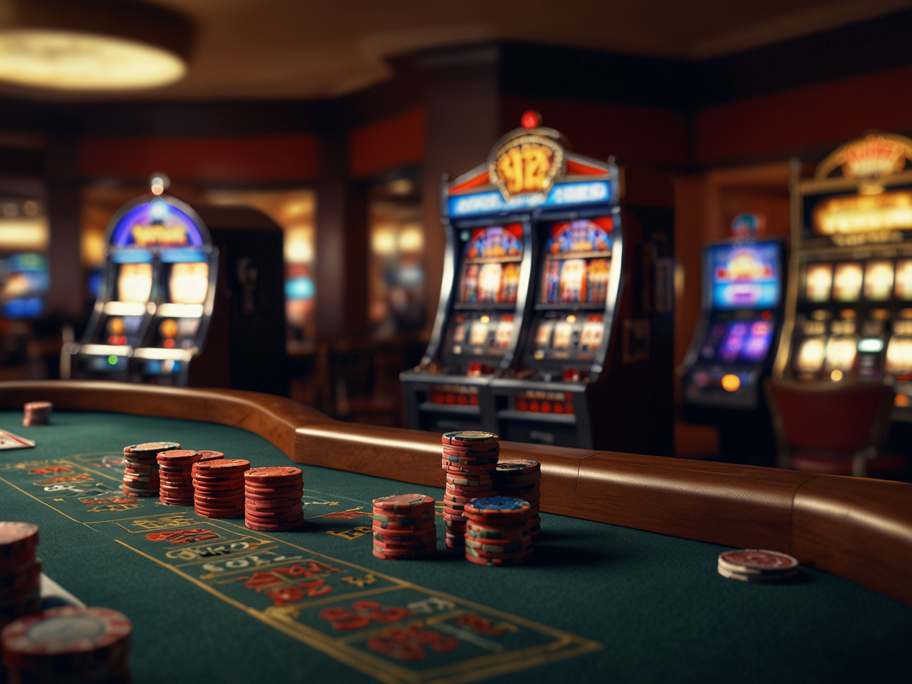 Collage de machines à sous et table de roulette